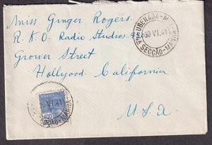 Brazil June 30 1941 cover Uberaba Minas to actress Ginger Rogers Hollywood CA - Picture 1 of 1