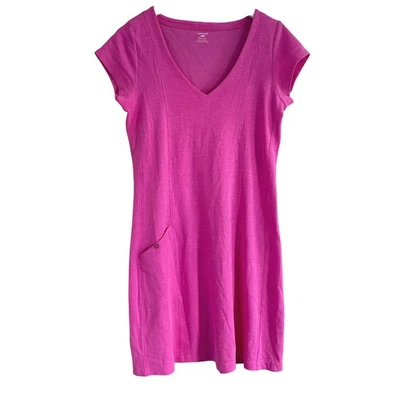 Horny 蟾蜍 帽袖换装连衣裙 Flexcel 尺寸 M 粉红色 V 领 — 第 1/4 张图片