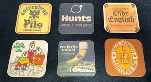 6 Vintage Coasters Pub Bar Drink Cardboard Satzenbrau Olde English Tolly Cobbold - Picture 1 of 14