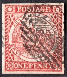 AUSTRALIA NSW 1850 S.G. #5 SCOTT #2C IMPERF 4 MARGIN NEAT CANCEL VF-XF - Picture 1 of 2
