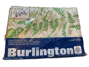 Burlington Vera Neumann NOS Vintage Shadow Fern King Flat Sheet Butterfly Ferns - Picture 1 of 11