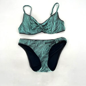 Vtg Betsey Johnson  Swimsuit Womens M & L Blue Embellished 2 Piece Bikini - Picture 1 of 12