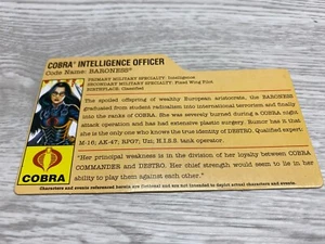 25th Anniversary GI Joe Cobra Intelligence Officer Baroness File Card - Bild 1 von 2