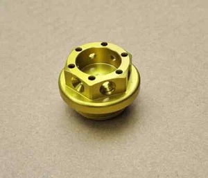 Estuche de manivela de aceite/tapa de filtro para Yamaha (oro anodizado) perforado para cableado de seguridad - Imagen 1 de 4