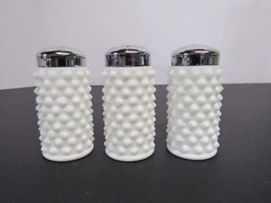 Lot of 3 Fenton Hobnail White Milk Glass Salt (2) & Pepper (1) Shakers 3" 1950s - Picture 1 of 7