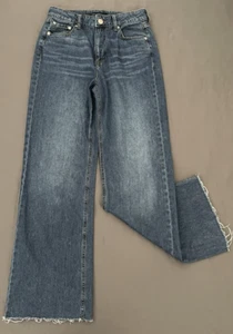 Aeropostale Jeans Womens Size 8 Blue High Rise Wide Leg Medium Wash Raw Hem - Picture 1 of 13