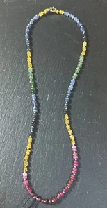 14k Gold Filled Rainbow Multicolored Genuine Sapphire Necklace 18inches NWT - Picture 1 of 11