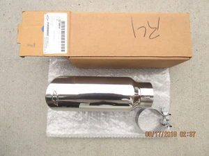 01-18 CHEVY SILVERADO POLISHED CHROME EXHAUST TIP ANGLE CUT DOUBLE WALL OEM NEW - Picture 1 of 7