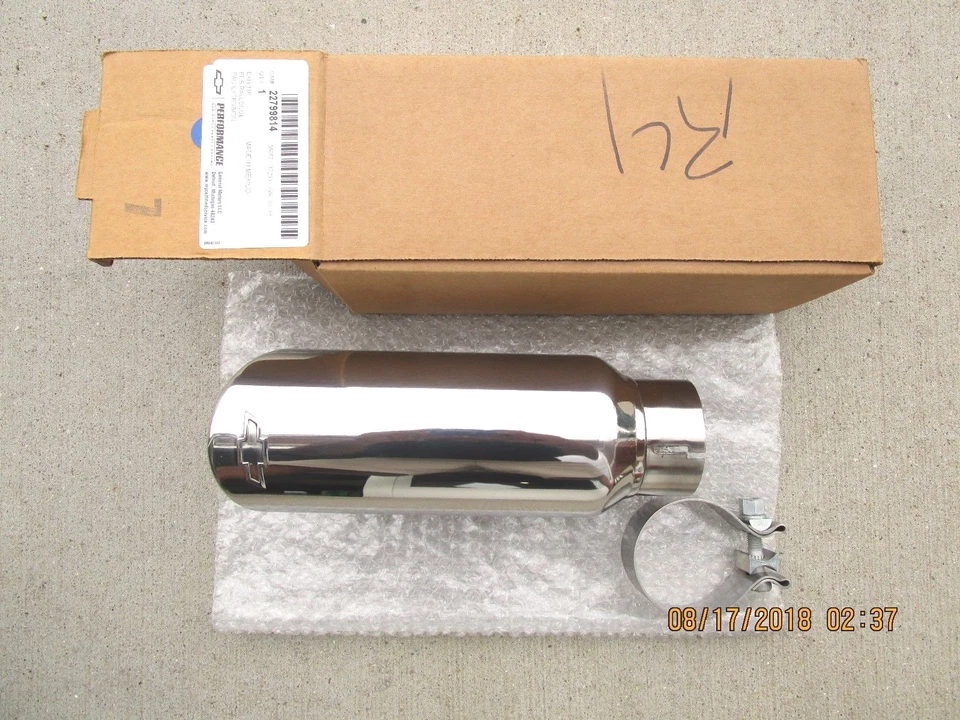 07-08 CHEVY AVALANCHE CROMO PULIDO PUNTA DE ESCAPE CORTE ANGULAR DOBLE PARED OEM NUEVO Foto 1 de 4