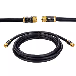 Cable coaxial de 10 pies RG6 Quad Shield en pared CL2 18AWG antena de TV satélite negro - Imagen 1 de 7