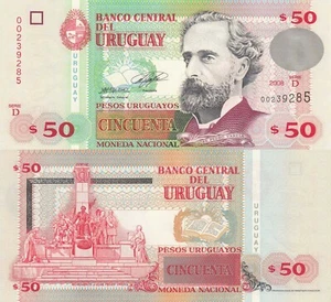 Uruguay 50 Pesos (2008) - Varela/Monument/p87a Series D UNC - Picture 1 of 3
