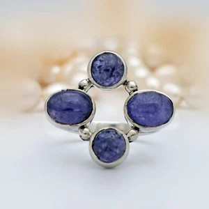 December Birthstone: Tanzanite Sterling Silver 4-Stone Ring Women Jewelry Gift 7 - Picture 1 of 6