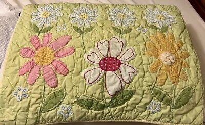 Pottery Barn Kids Daisy Garden Sham Talla Estándar Verde Amarillo Rosa Acolchado Foto 1 de 4