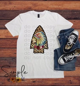 Indian Arrowhead T-shirt, Custom Tees, Western Shirts, Leopard, Tribal - Picture 1 of 4