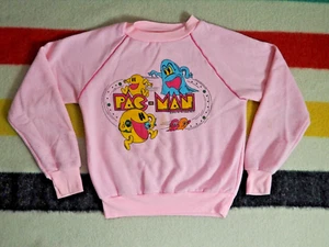 VTG 80s Atari Pac-Man Ghost Video Game Promo Pink Pullover Sweatshirt Youth L - Picture 1 of 8
