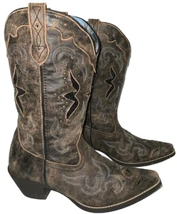 LAREDO Boots Lucretia 52133 Women's 9.5 W Brown Leather Pull On Western Cowgirl - Picture 1 of 24