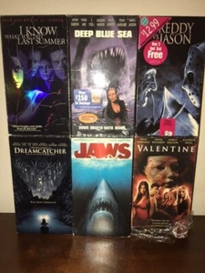 Vintage Horror VHS Movies 7: Jaws 1 & 2 , Freddie Vs. Jason, Deep Blue Sea... - Picture 1 of 7