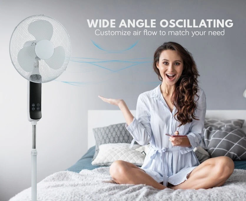 16" PEDESTAL OSCILLATING STANDING COOLING FAN COOL AIR REMOTE CONTROL WITH TIMER - Image 1 of 4