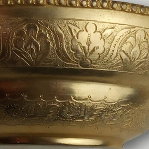 Antike persische Gold Messing Samowar Tropfschale verzierte florale Gravur 7" vergoldet - Bild 1 von 16