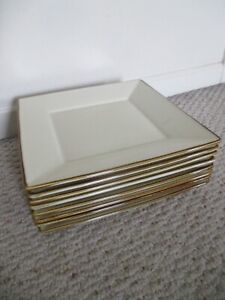 Pottery Barn Asian Square Putty Dinner Plates Set of 8