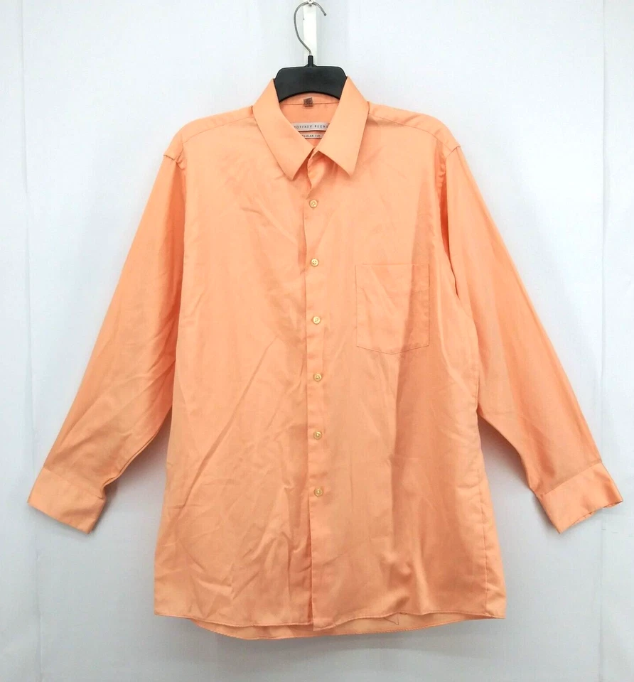 Camisa de vestir Geoffrey Beene para hombre talla L naranja crema manga larga abotonada Foto 1 de 4