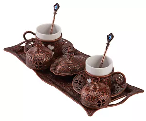 Premium Turkish Greek Arabic Coffee Espresso Serving Set for 2 - Picture 1 of 4