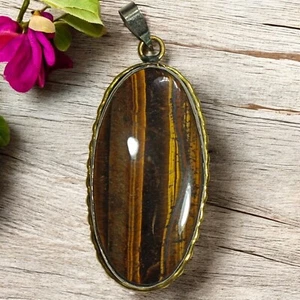 Natural gemstone Tiger Eye pendant necklace handmade Fashion heling jewelry - Picture 1 of 7