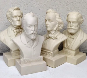 Set/4 VTG Halbe Classical Music Composers Statuettes Vinyl 1970s Tschaikowsky ++ - Picture 1 of 13