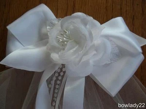Large Boutique Bow Veil with Rose Center perfect for First Communion or Wedding - Picture 1 of 1