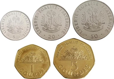 Haiti set of 5 coins 1995-2011 UNC 5, 20, 50 centimes, 1.5 gourdes - Image 1 of 2