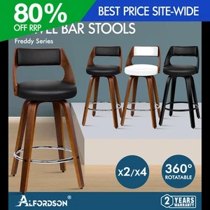 ALFORDSON Bar Stools Freddy Kitchen Counter Swivel Wooden Dining Chairs x2/x4 - Picture 1 of 61