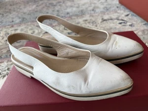 Italienische Lederschuhe Slingback-Ballerinas 37 Weiß - Bild 1 von 5