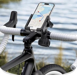 Bike Phone Holder Motorcycle Phone Mount Motorcycle Handlebar Cell Phone Clamp - Picture 1 of 18