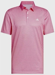NEW Mens ADIDAS Golf Core Allover Print Polo Shirt JF4946 Pure Ruby White XXL - Picture 1 of 8