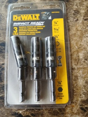 Dewalt Power Tool Pivoting Impact Nut Driver Set Metal 3 Pack Wrench Garage Home - Image 1 of 3