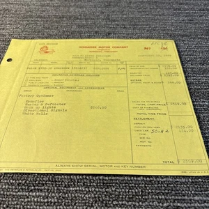 Vtg 1950 Buick Auto Dealer Sales Receipt Car Dealership Invoice - Picture 1 of 2