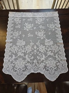 "Cortinas de encaje blancas vintage de 1 paneles 28"" X 36"" patrón floral tela transparente"  - Imagen 1 de 4