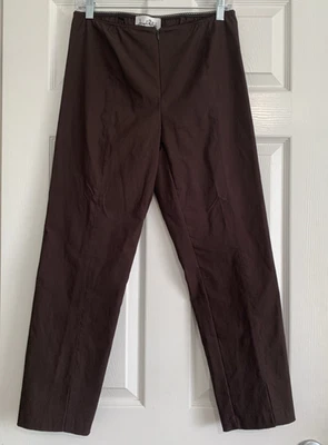 Pantalones Joseph Ribkoff Mujer 12 Marrón Tobillo Delgado Dobladillo Abertura Cremallera Minimalista Preppy Foto 1 de 4