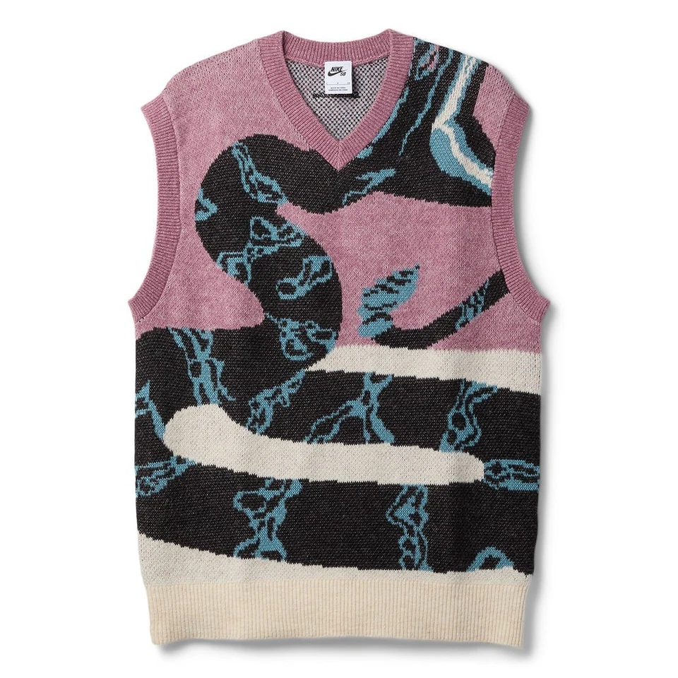 Nike SB Unisex Sweater Vest FV7391-523 Plum Dust/Light Orewood Brown/Black L