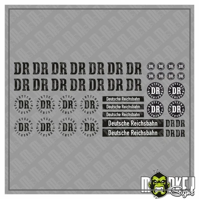 MONKEY SIGNS 43-teiliges Aufkleber Set Spur G Gartenbahn Reichsbahn Beschriftung Universal DR