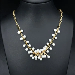 COLLIER GOLDFARBEN MIT PERLENIMITAT SCHMUCKJAGD - Bild 1 von 4