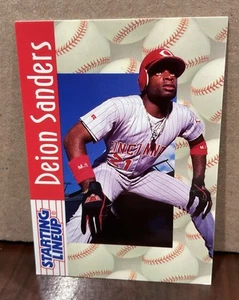 DEION SANDERS 1997 KENNER STARTING LINEUP CARD EXTENDED SERIES - REDS - Picture 1 of 2