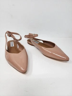 Steve Madden Cupid Womens 7.5 Nude Patent Ankle Wrap Flats Pointed Toe Shoes New - Image 1 of 4