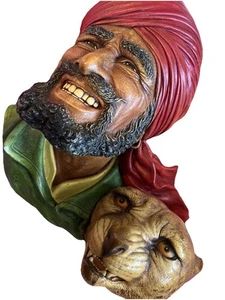 DECCAN HUNTERS Bossons Indian with Cheetah Handpainted 3D Art Hunting / Big Cats - Picture 1 of 24