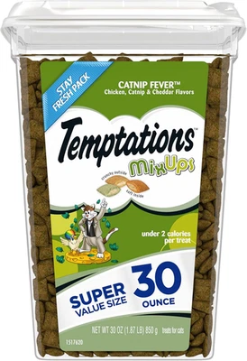 Temptations Mixups Catnip Fever Flavor Crunchy and Soft Cat Treats, 30 Oz. Tub - Image 1 of 4