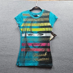 RARE Disney NWT Vintage Hanna Montanna Gold Glittery Short Sleeve T Shirt 10-12 - Picture 1 of 7