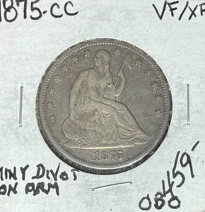 1875-CC SITZENDE FREIHEIT SILBER HALF DOLLAR ~ SS/VZ WINZIGES DIVOT AUF ARM ~ SCHÖNE MÜNZE ~ - Bild 1 von 2