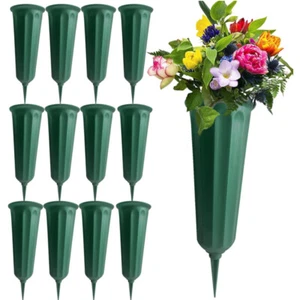 2 Pack Vase Cone Ground Flower Floral Holder Pot Cemetery Grave Garden Home - Picture 1 of 26