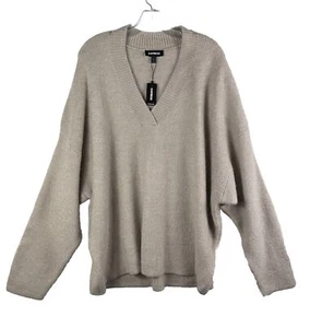 Maglione oversize oversize da donna Express beige polvere sfocato taglia L nuovo con etichette - Foto 1 di 10