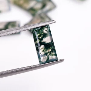 Musgo de jardín de la mejor calidad ágata facetada forma baguette 12x6x4 piedra preciosa de preocupación 1 quilate - Imagen 1 de 4